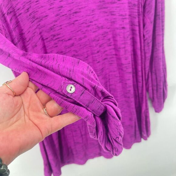 Calvin Klein Womens Performance Top Shirt Roll Tab Sleeve Quick Dry Purple Small - Picture 6 of 8